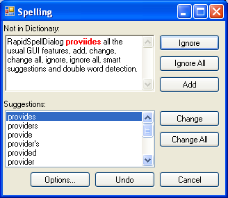 Snapshot RapidSpell Dialog